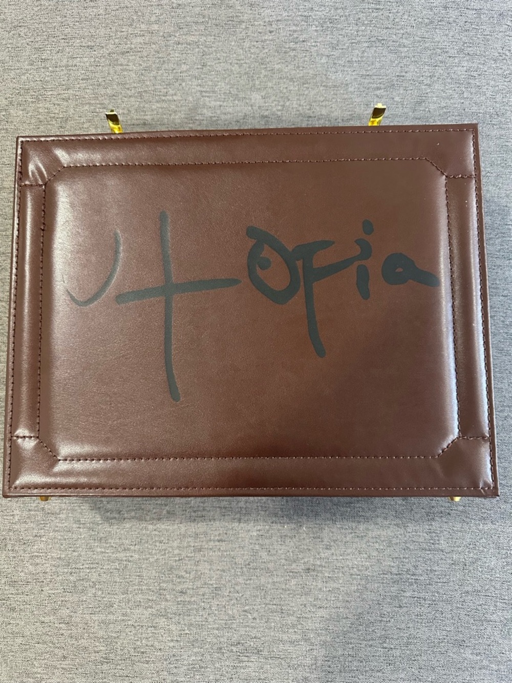 Travis Scott Utopia Brown Leather Briefcase